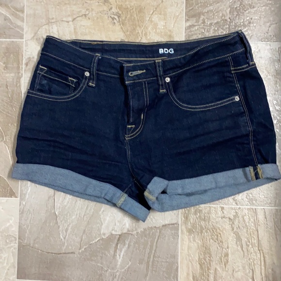 Dark Blue Denim Shortie Shorts - Picture 1 of 6